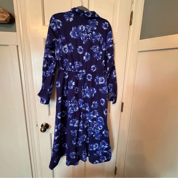Scoop Blue Floral Button-Down Midi Dress – Size Large (12–14) - Picture 1 of 3